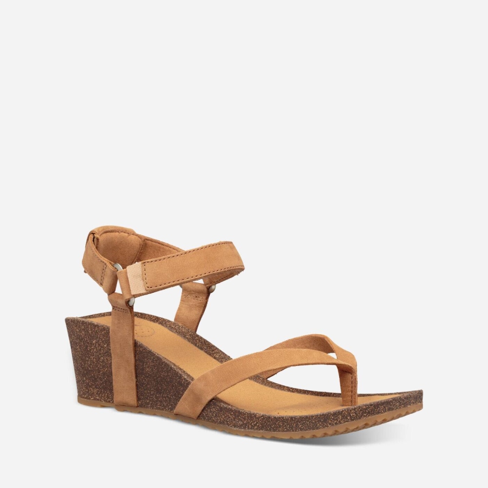 Teva Mahonia Wedge Thong - Women's Teva Flip Flops - Brown | India (GPKB63140)